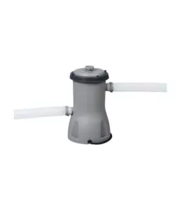 PISCINA FUORI TERRA CON STRUTTURA RETTANGOLARE BESTWAY "POWER STEEL FRAME"  CON COPERTURA, FILTRO, SCALA E CHEMCONNECT EFFETTO RATTAN 488X244X122 CM - COD. 56996
